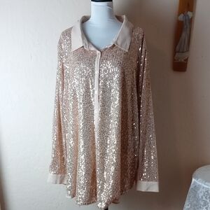 Torrid Elegant Cream Sequined Blouse